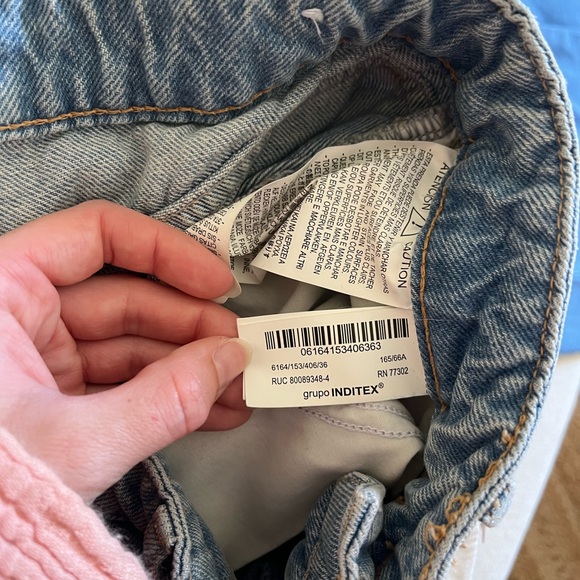 Zara Wide Leg Contrast Panel Jeans - Size 4 - Picture 10 of 10